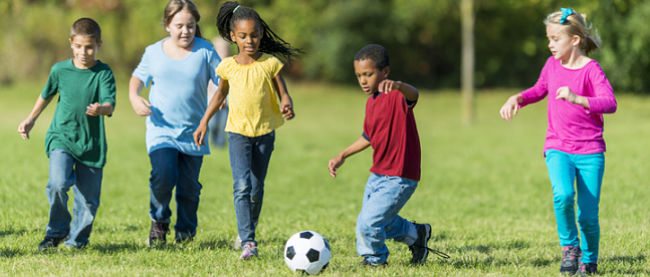Children playing football